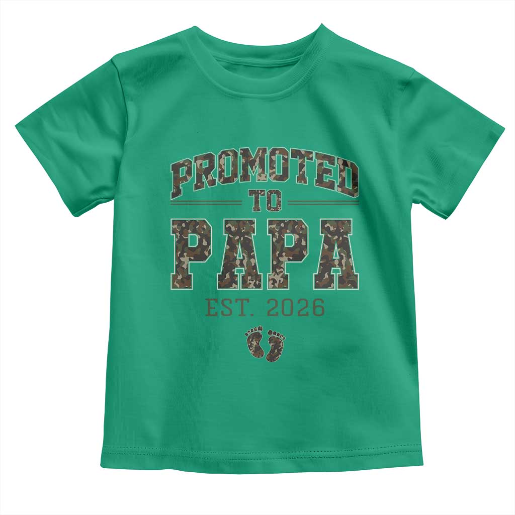 Promoted To Dad Est 2026 Camo Toddler T Shirt Hunting Style New Dad Gift Graphic