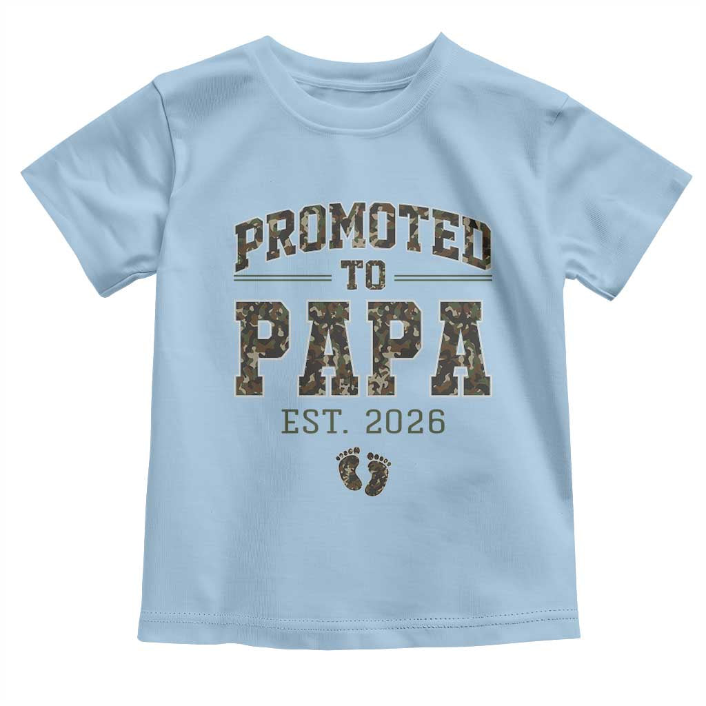 Promoted To Dad Est 2026 Camo Toddler T Shirt Hunting Style New Dad Gift Graphic