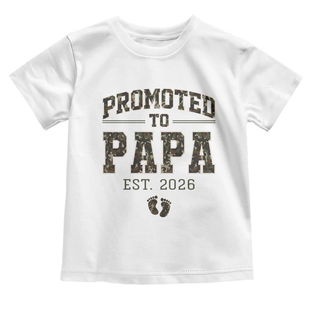 Promoted To Dad Est 2026 Camo Toddler T Shirt Hunting Style New Dad Gift Graphic