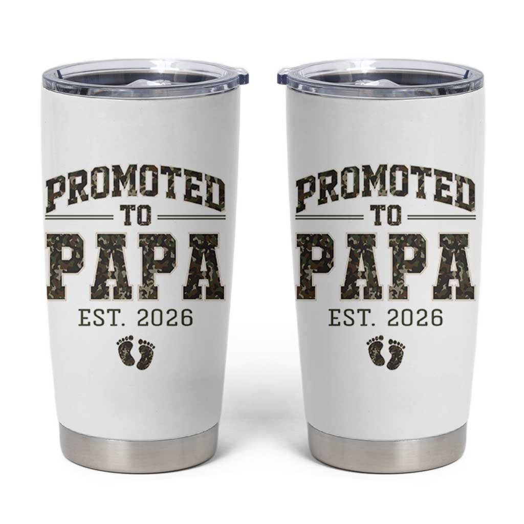 Promoted To Dad Est 2026 Camo Tumbler Cup Hunting Style New Dad Gift Graphic