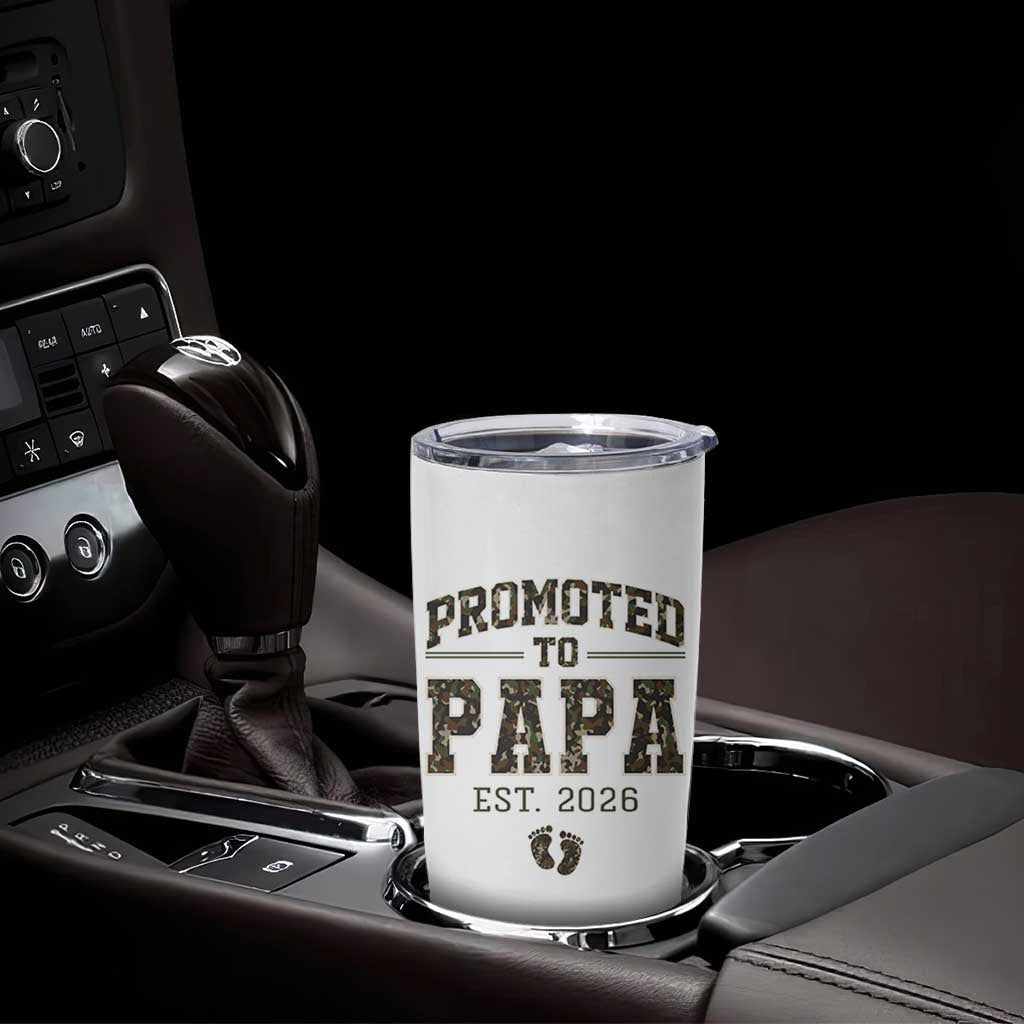 Promoted To Dad Est 2026 Camo Tumbler Cup Hunting Style New Dad Gift Graphic