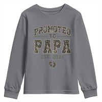 Promoted To Dad Est 2026 Camo Youth Sweatshirt Hunting Style New Dad Gift Graphic