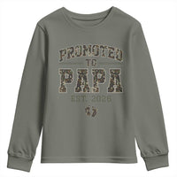 Promoted To Dad Est 2026 Camo Youth Sweatshirt Hunting Style New Dad Gift Graphic