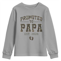 Promoted To Dad Est 2026 Camo Youth Sweatshirt Hunting Style New Dad Gift Graphic