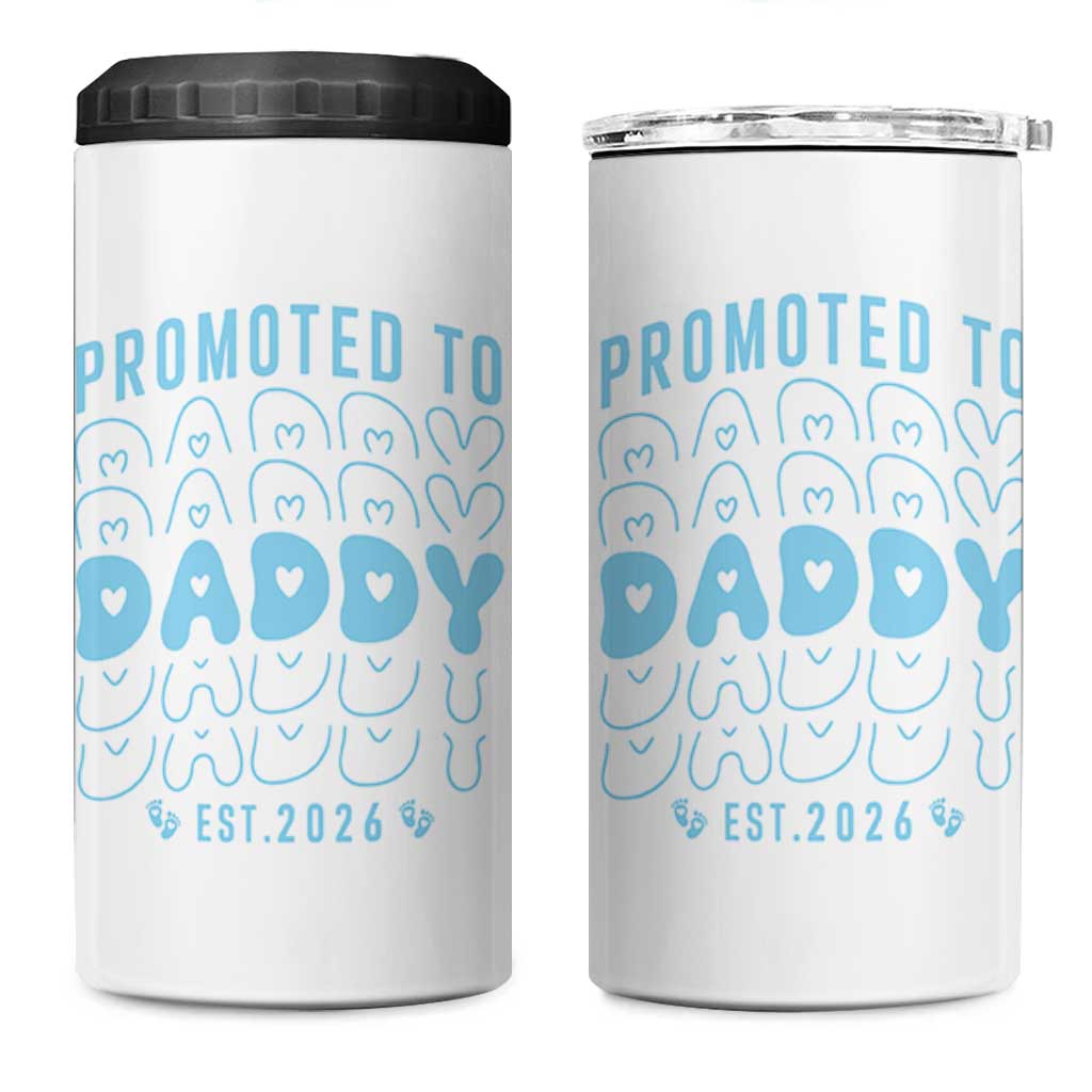 Promoted To Daddy 2026 New Boy Dad 4 in 1 Can Cooler Tumbler First Time Fathers Day Gift