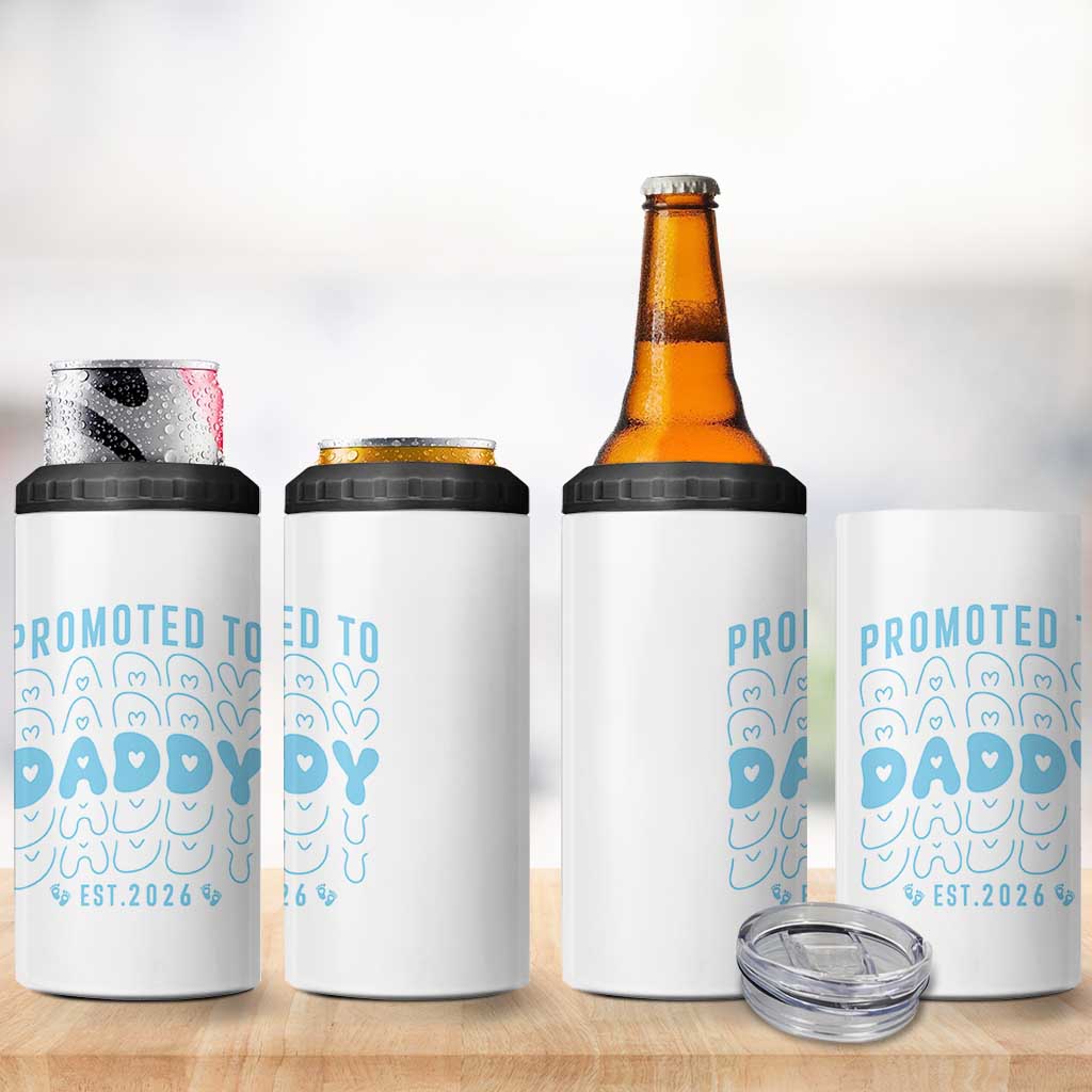 Promoted To Daddy 2026 New Boy Dad 4 in 1 Can Cooler Tumbler First Time Fathers Day Gift