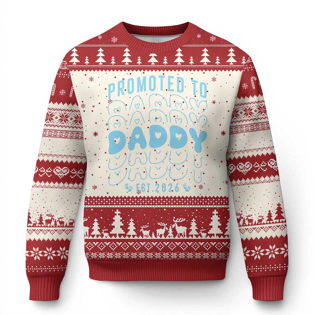 Promoted To Daddy 2026 New Boy Dad Ugly Christmas Sweater First Time Fathers Day Gift