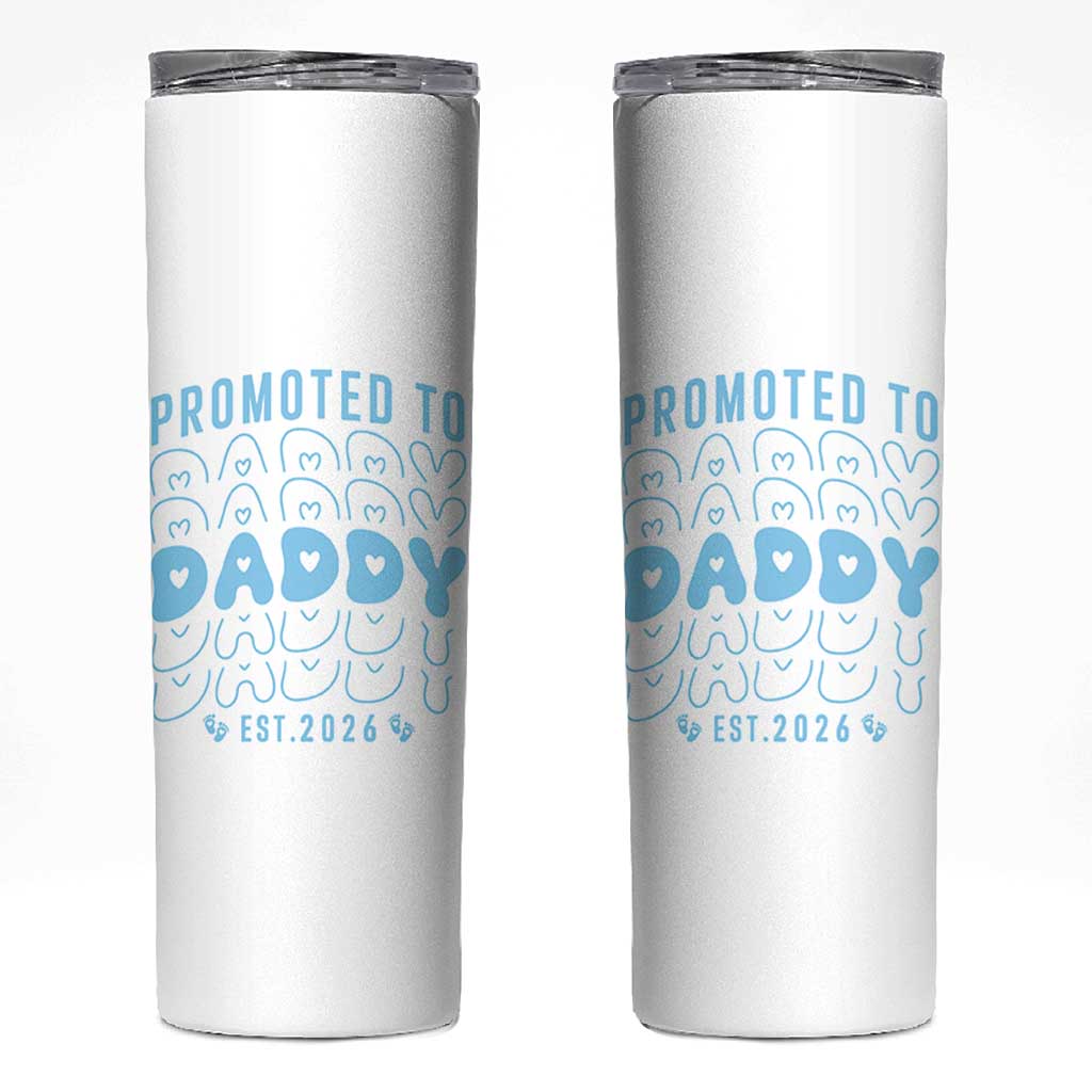 Promoted To Daddy 2026 New Boy Dad Skinny Tumbler First Time Fathers Day Gift