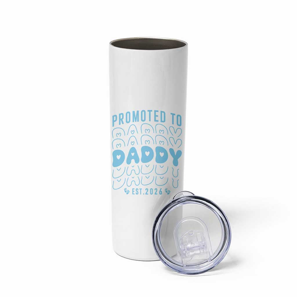 Promoted To Daddy 2026 New Boy Dad Skinny Tumbler First Time Fathers Day Gift