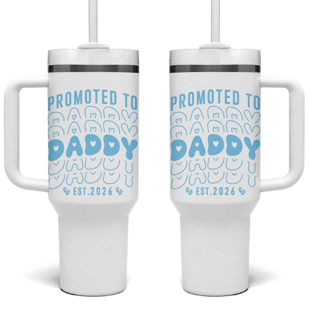 Promoted To Daddy 2026 New Boy Dad Tumbler With Handle First Time Fathers Day Gift