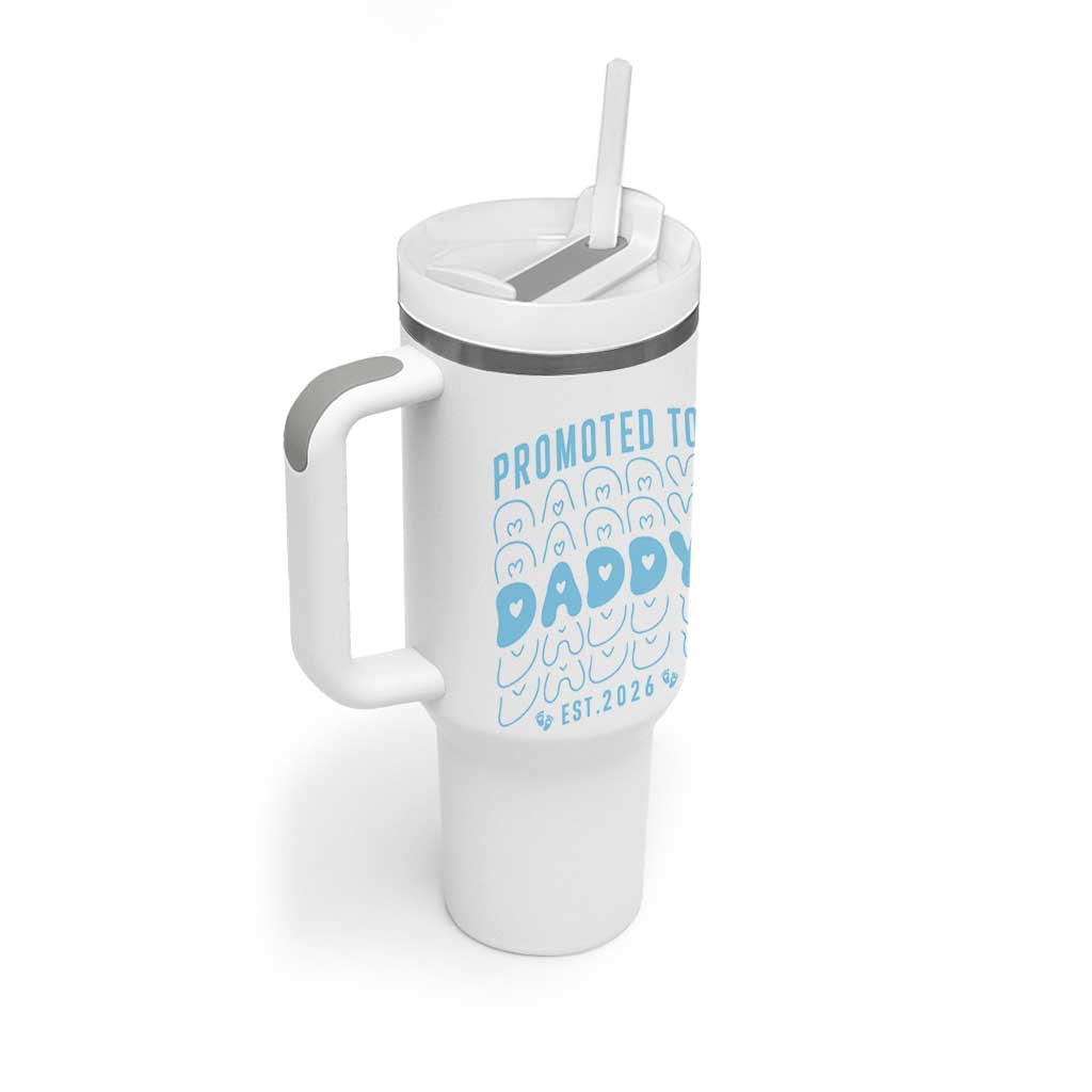 Promoted To Daddy 2026 New Boy Dad Tumbler With Handle First Time Fathers Day Gift