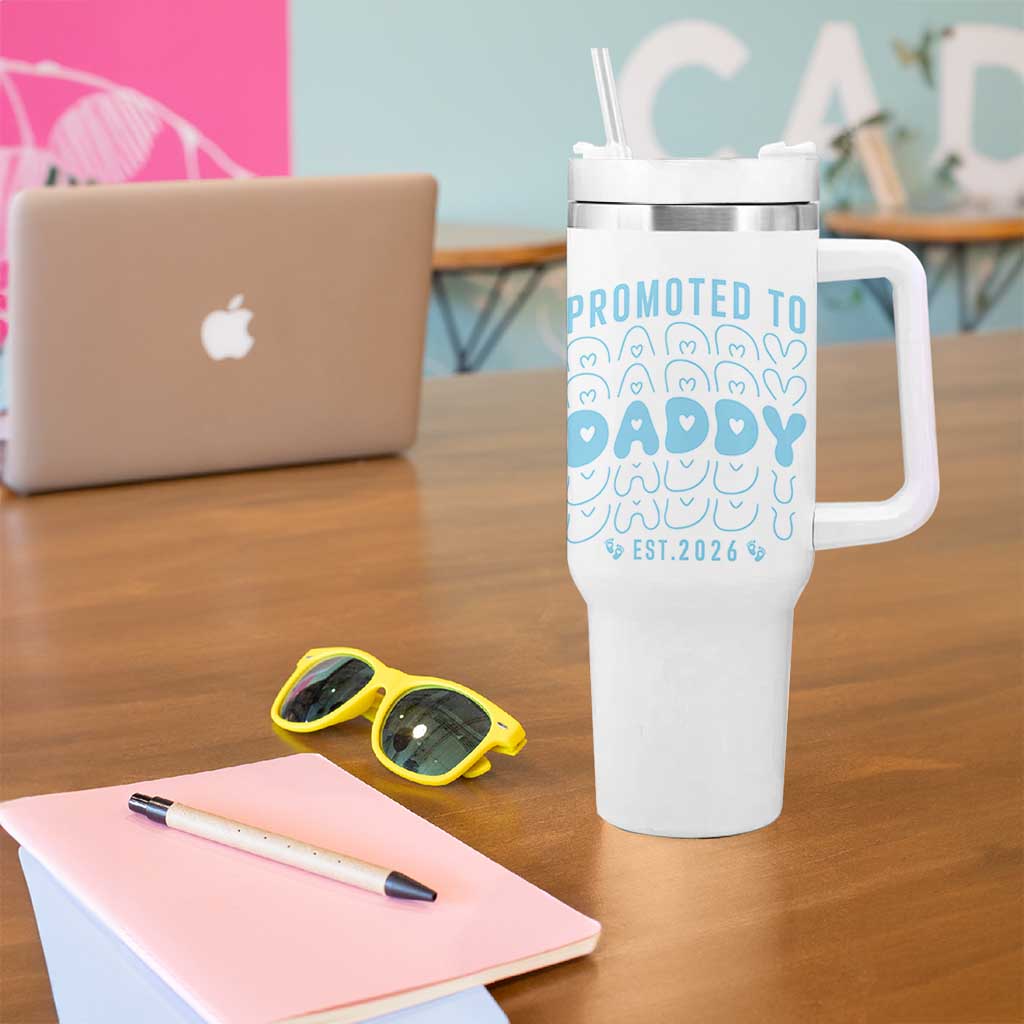 Promoted To Daddy 2026 New Boy Dad Tumbler With Handle First Time Fathers Day Gift