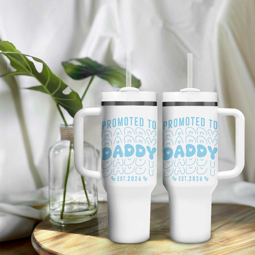 Promoted To Daddy 2026 New Boy Dad Tumbler With Handle First Time Fathers Day Gift