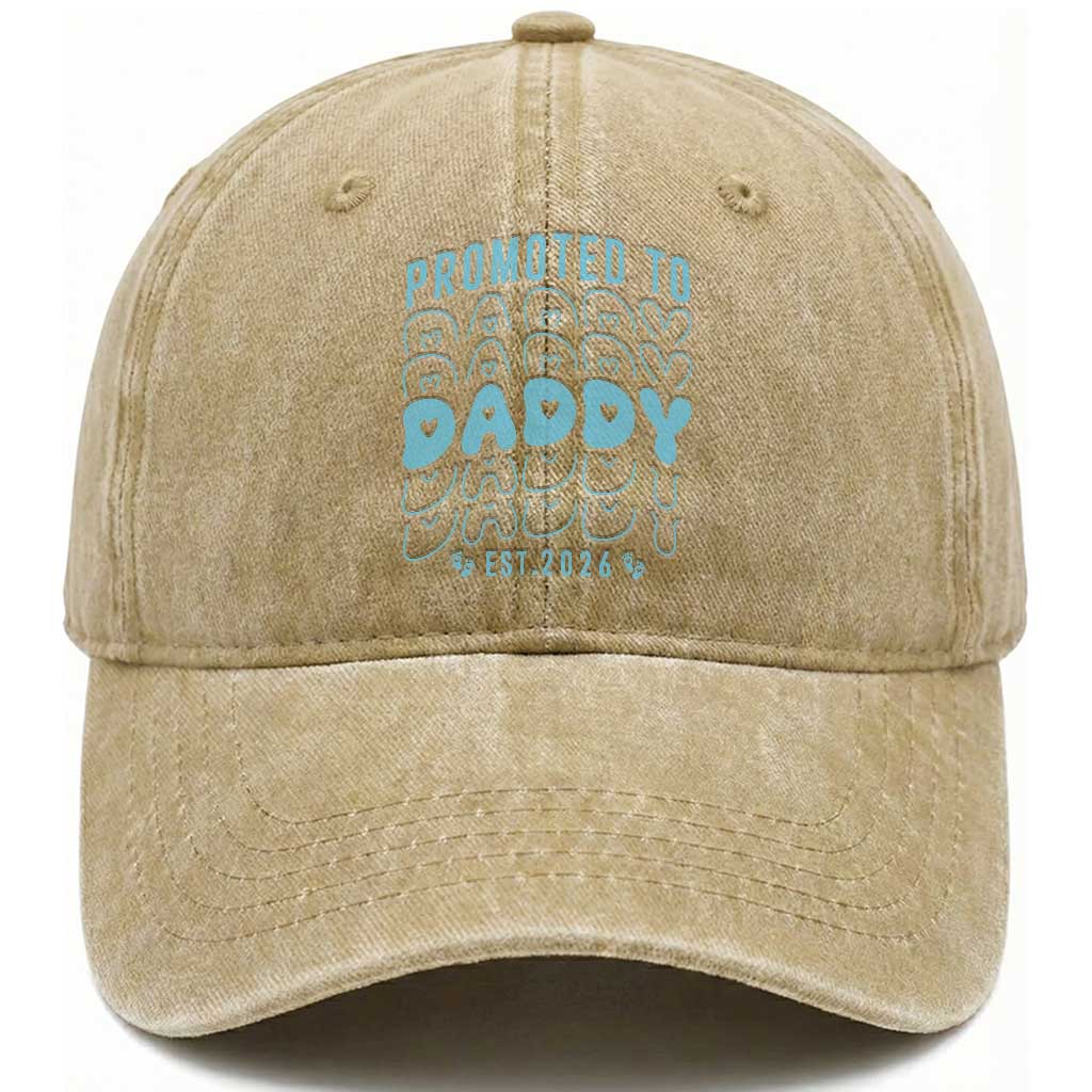 Promoted To Daddy 2026 New Boy Dad Washed Cotton Baseball Cap First Time Fathers Day Gift