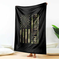 Promoted To Papa Est 2026 American Flag Camo Throw Blanket Patriotic New Papa