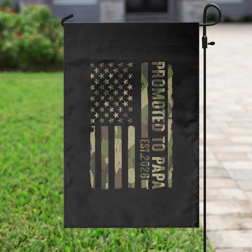 Promoted To Papa Est 2026 American Flag Camo Garden Flag Patriotic New Papa