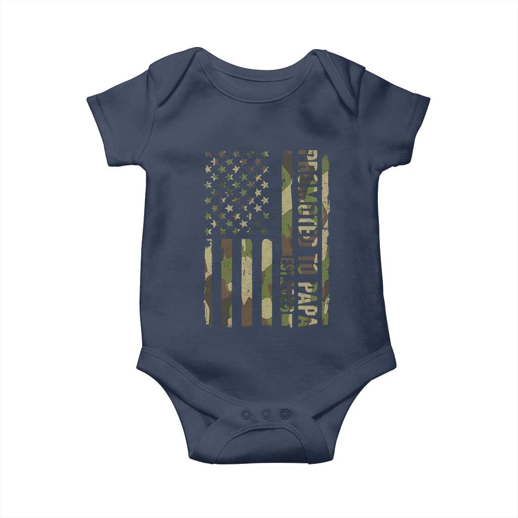 Promoted To Papa Est 2026 American Flag Camo Baby Onesie Patriotic New Papa