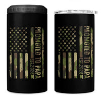 Promoted To Papa Est 2026 American Flag Camo 4 in 1 Can Cooler Tumbler Patriotic New Papa