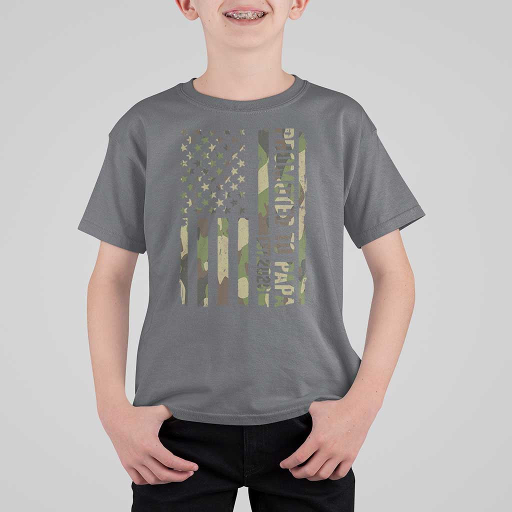 Promoted To Papa Est 2026 American Flag Camo T Shirt For Kid Patriotic New Papa