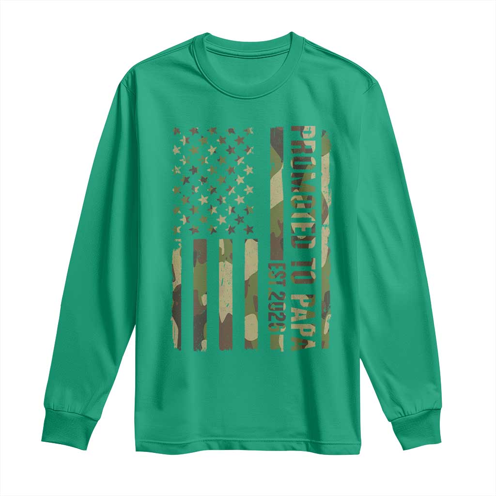 Promoted To Papa Est 2026 American Flag Camo Long Sleeve Shirt Patriotic New Papa