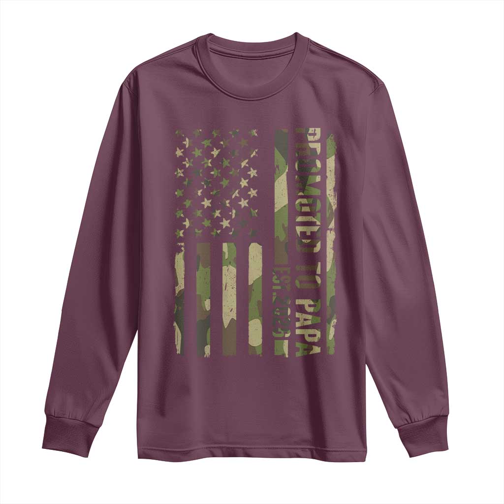 Promoted To Papa Est 2026 American Flag Camo Long Sleeve Shirt Patriotic New Papa