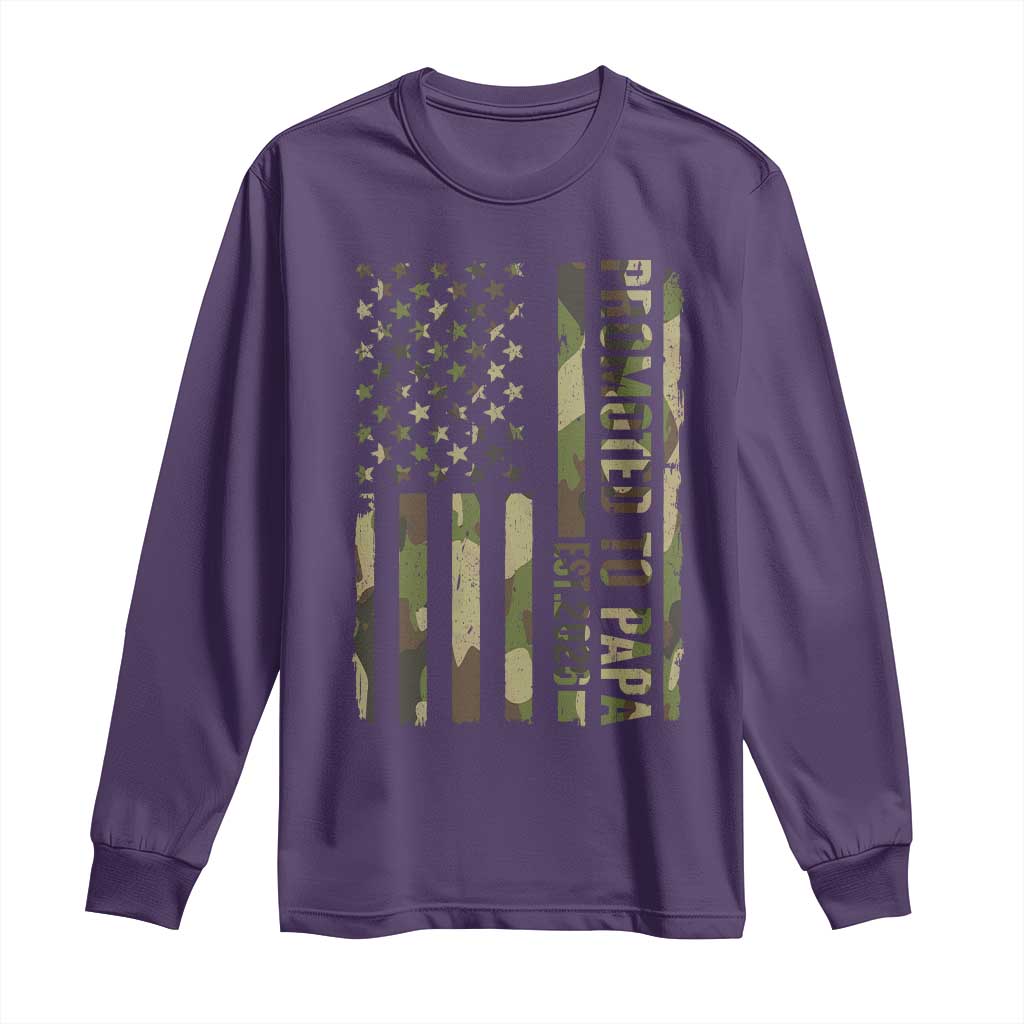 Promoted To Papa Est 2026 American Flag Camo Long Sleeve Shirt Patriotic New Papa
