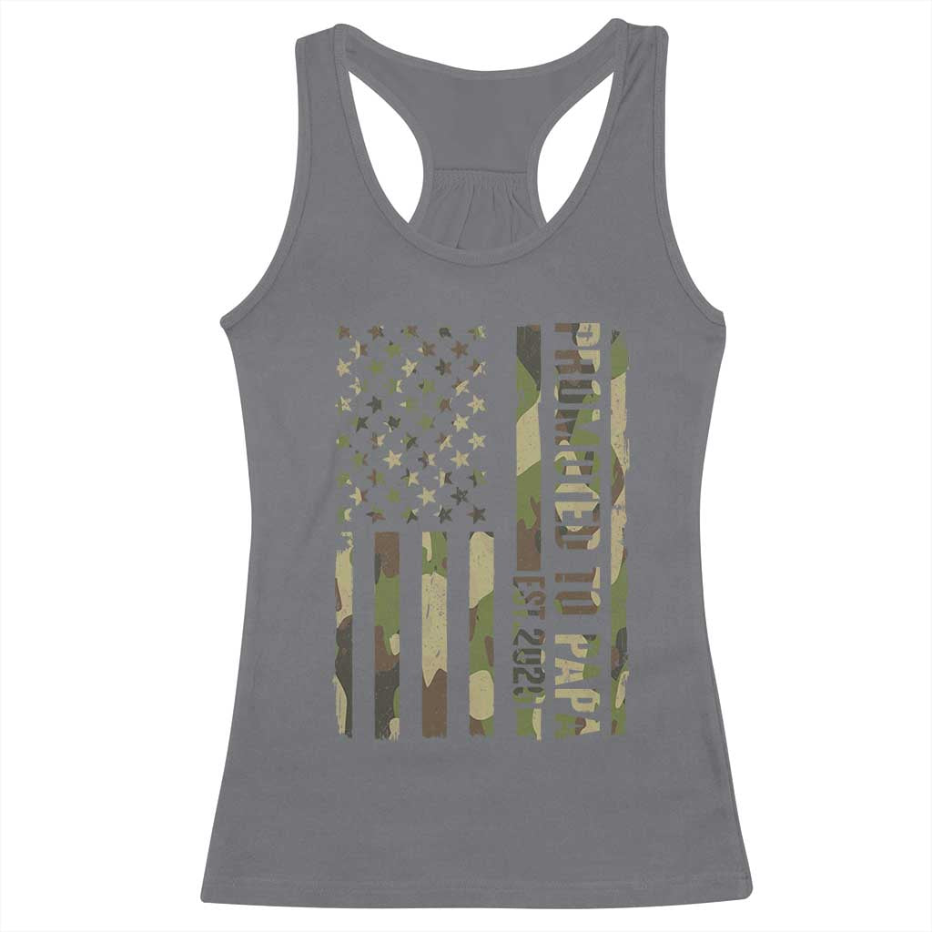 Promoted To Papa Est 2026 American Flag Camo Racerback Tank Top Patriotic New Papa