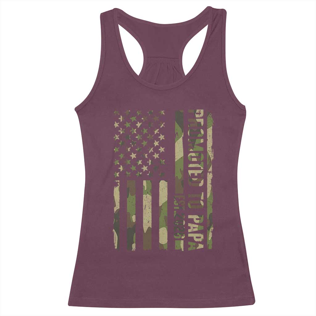 Promoted To Papa Est 2026 American Flag Camo Racerback Tank Top Patriotic New Papa