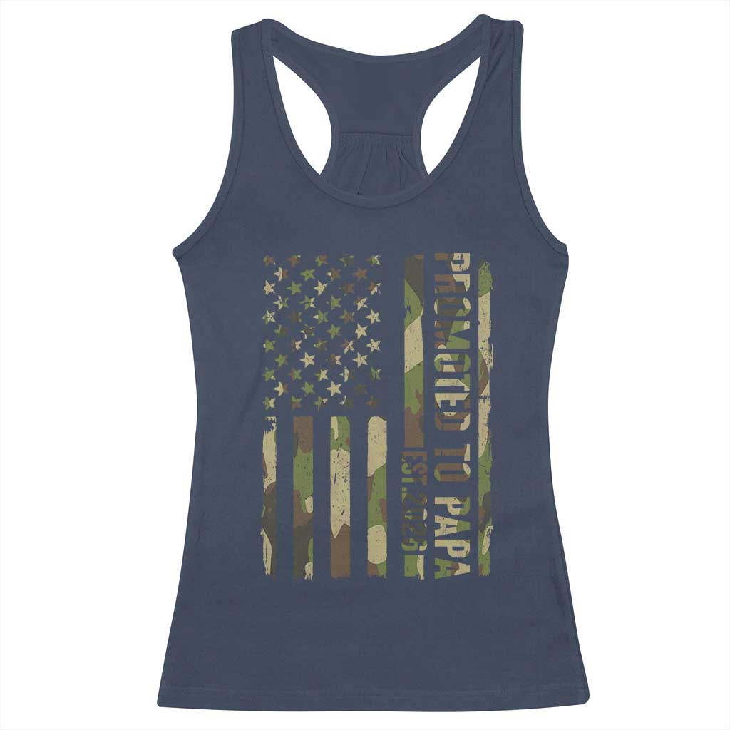 Promoted To Papa Est 2026 American Flag Camo Racerback Tank Top Patriotic New Papa