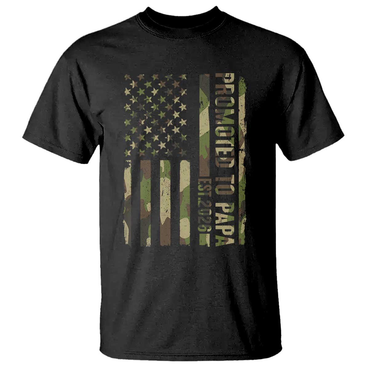 Promoted To Papa Est 2026 American Flag Camo T Shirt Patriotic New Papa