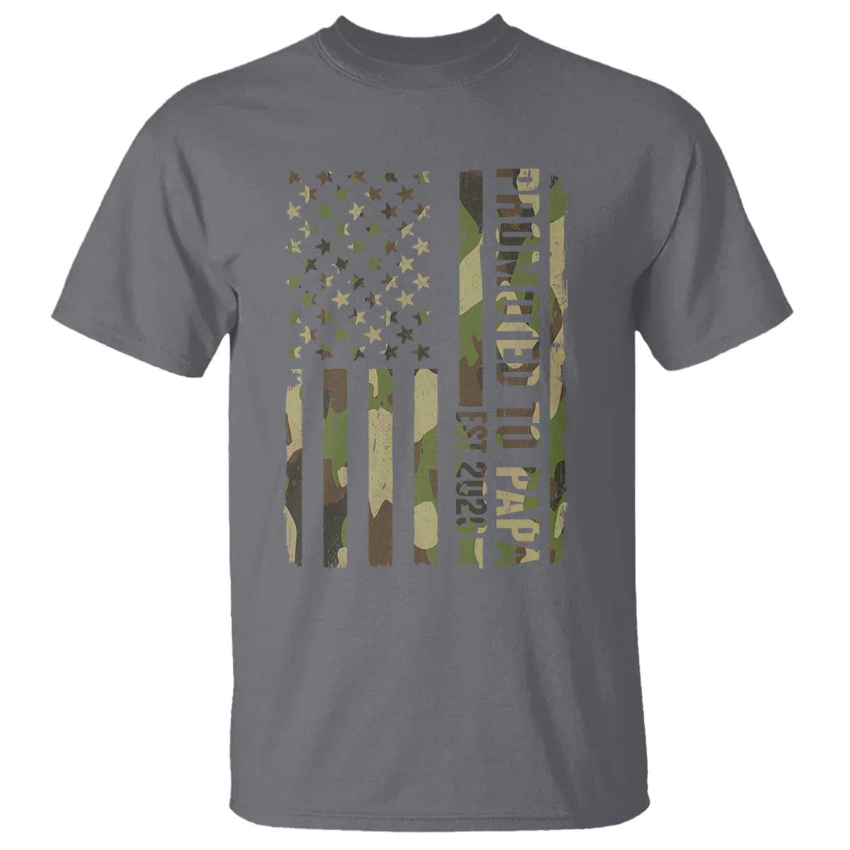 Promoted To Papa Est 2026 American Flag Camo T Shirt Patriotic New Papa
