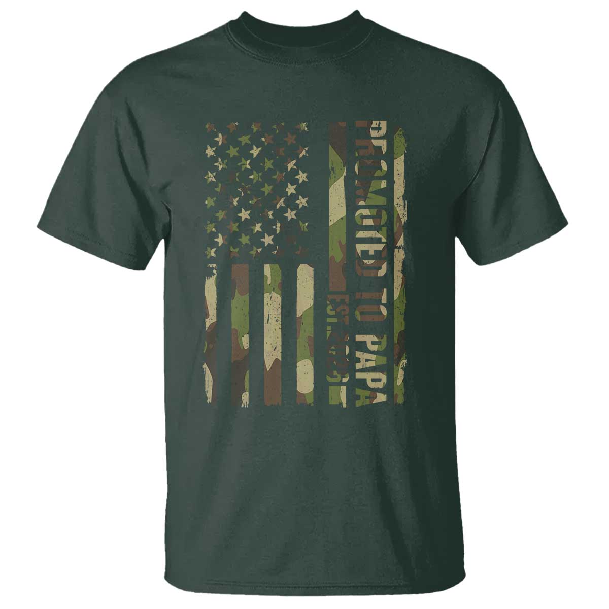 Promoted To Papa Est 2026 American Flag Camo T Shirt Patriotic New Papa