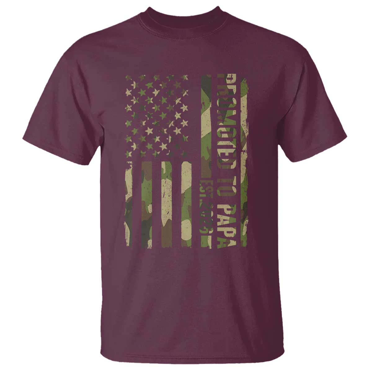 Promoted To Papa Est 2026 American Flag Camo T Shirt Patriotic New Papa
