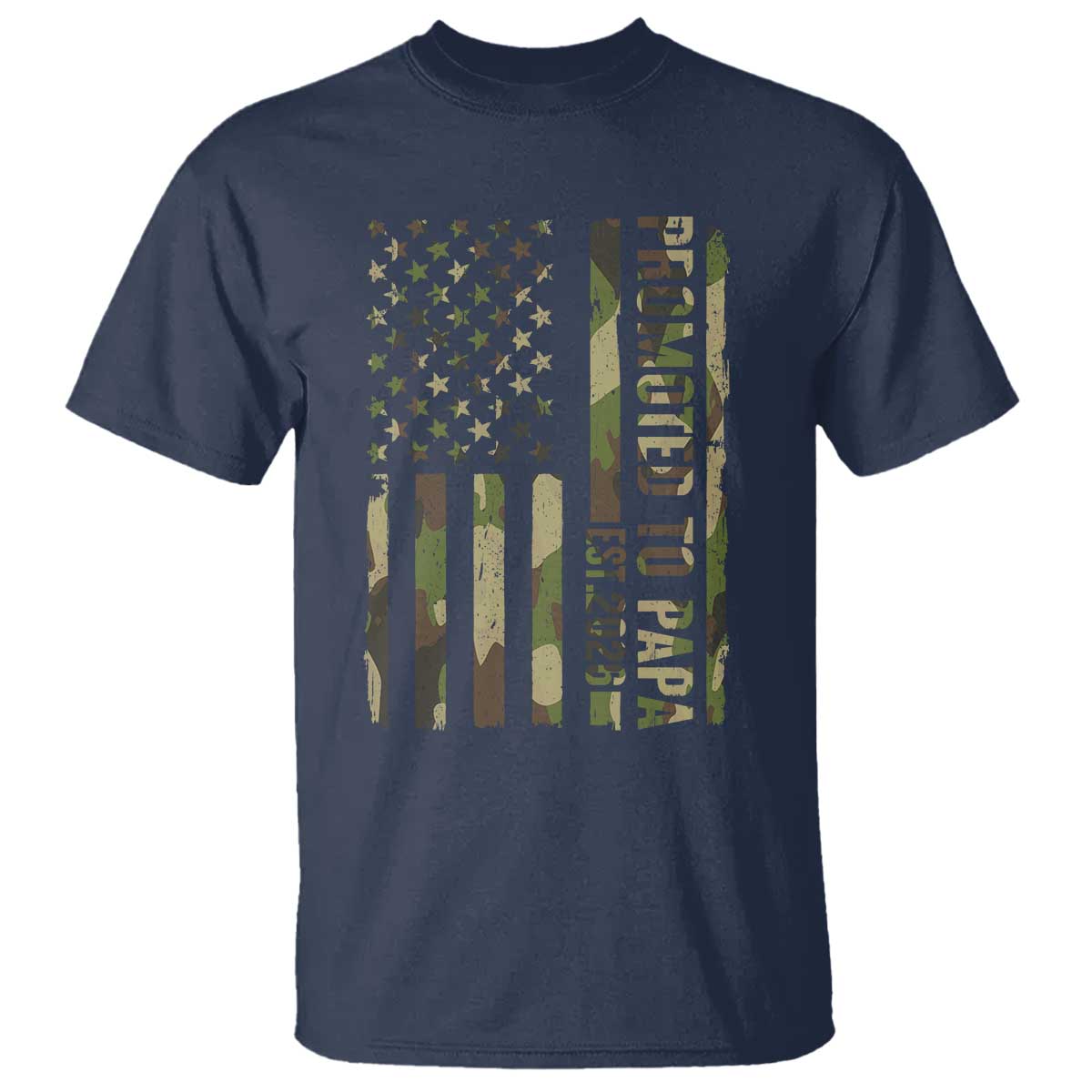 Promoted To Papa Est 2026 American Flag Camo T Shirt Patriotic New Papa