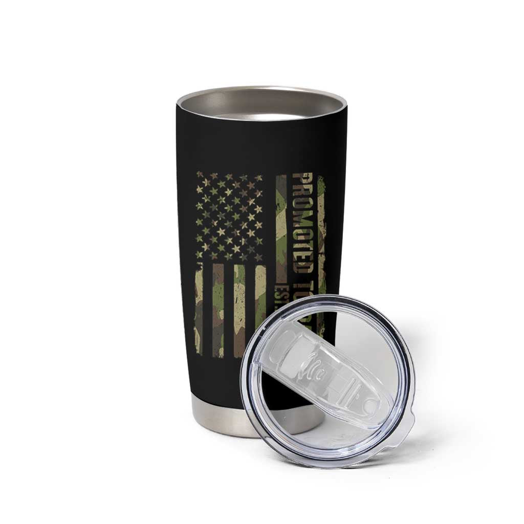 Promoted To Papa Est 2026 American Flag Camo Tumbler Cup Patriotic New Papa