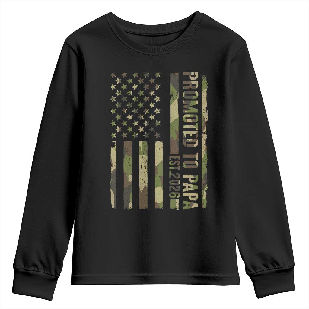 Promoted To Papa Est 2026 American Flag Camo Youth Sweatshirt Patriotic New Papa