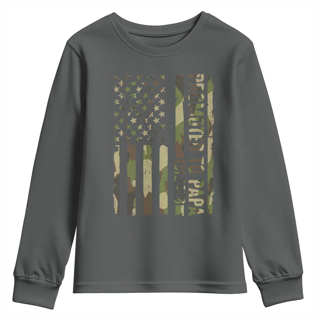 Promoted To Papa Est 2026 American Flag Camo Youth Sweatshirt Patriotic New Papa