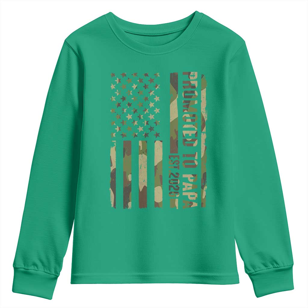 Promoted To Papa Est 2026 American Flag Camo Youth Sweatshirt Patriotic New Papa