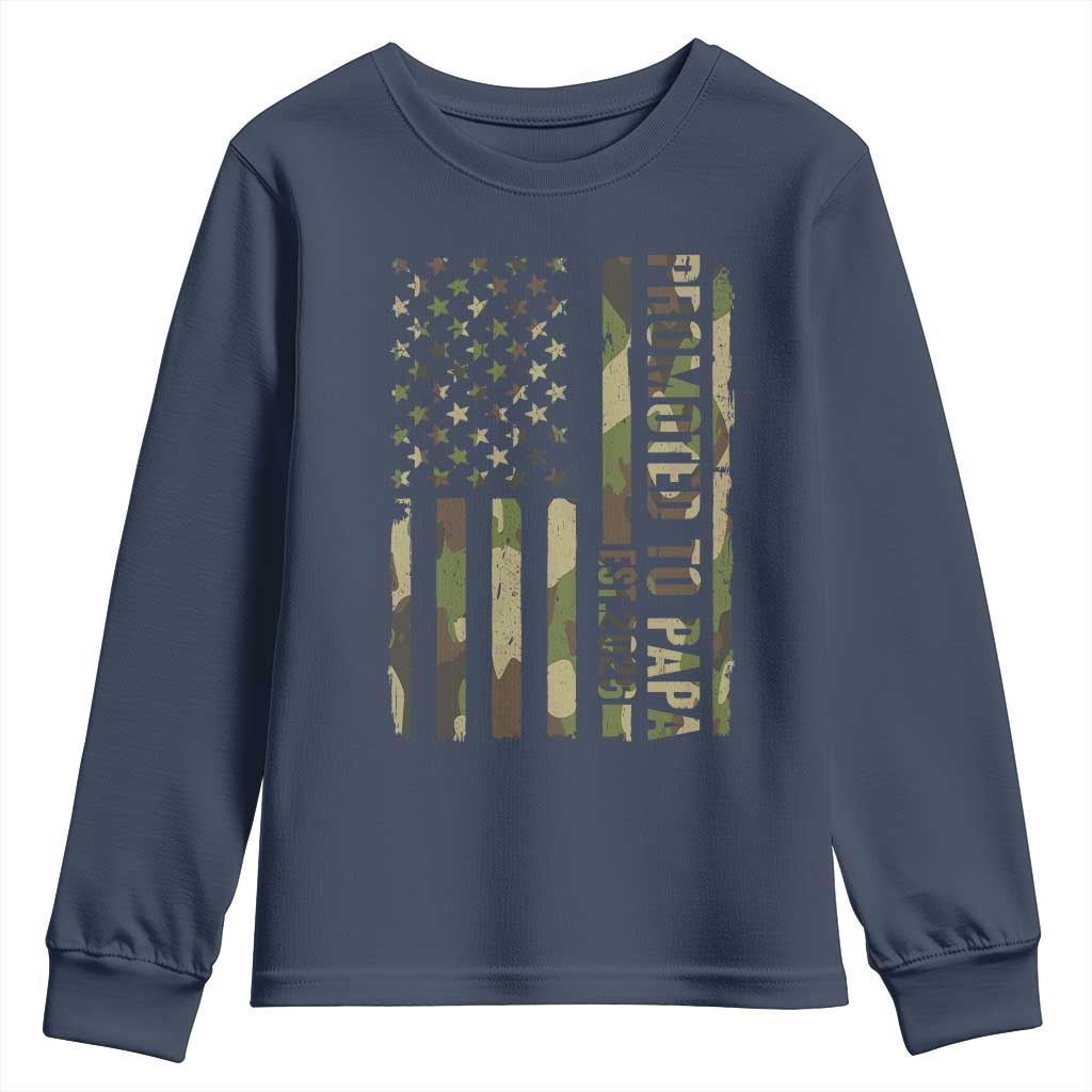 Promoted To Papa Est 2026 American Flag Camo Youth Sweatshirt Patriotic New Papa