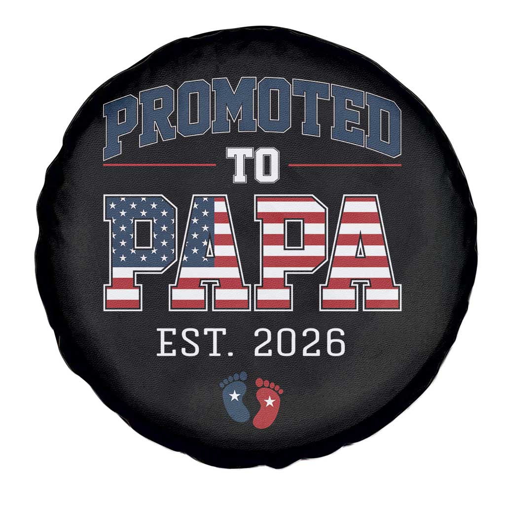 Patriotic Promoted To Dad Est 2026 Spare Tire Cover US Flag New Father Gift