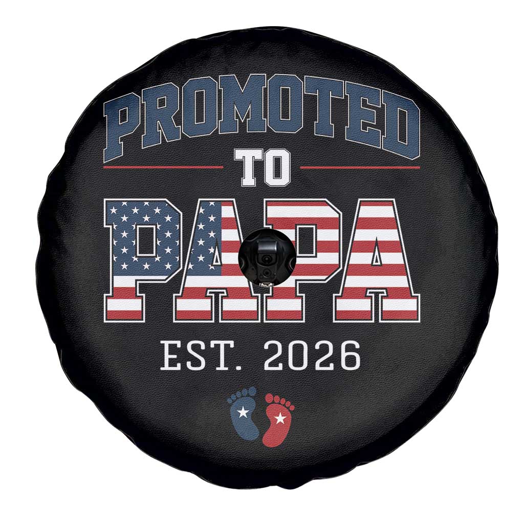 Patriotic Promoted To Dad Est 2026 Spare Tire Cover US Flag New Father Gift