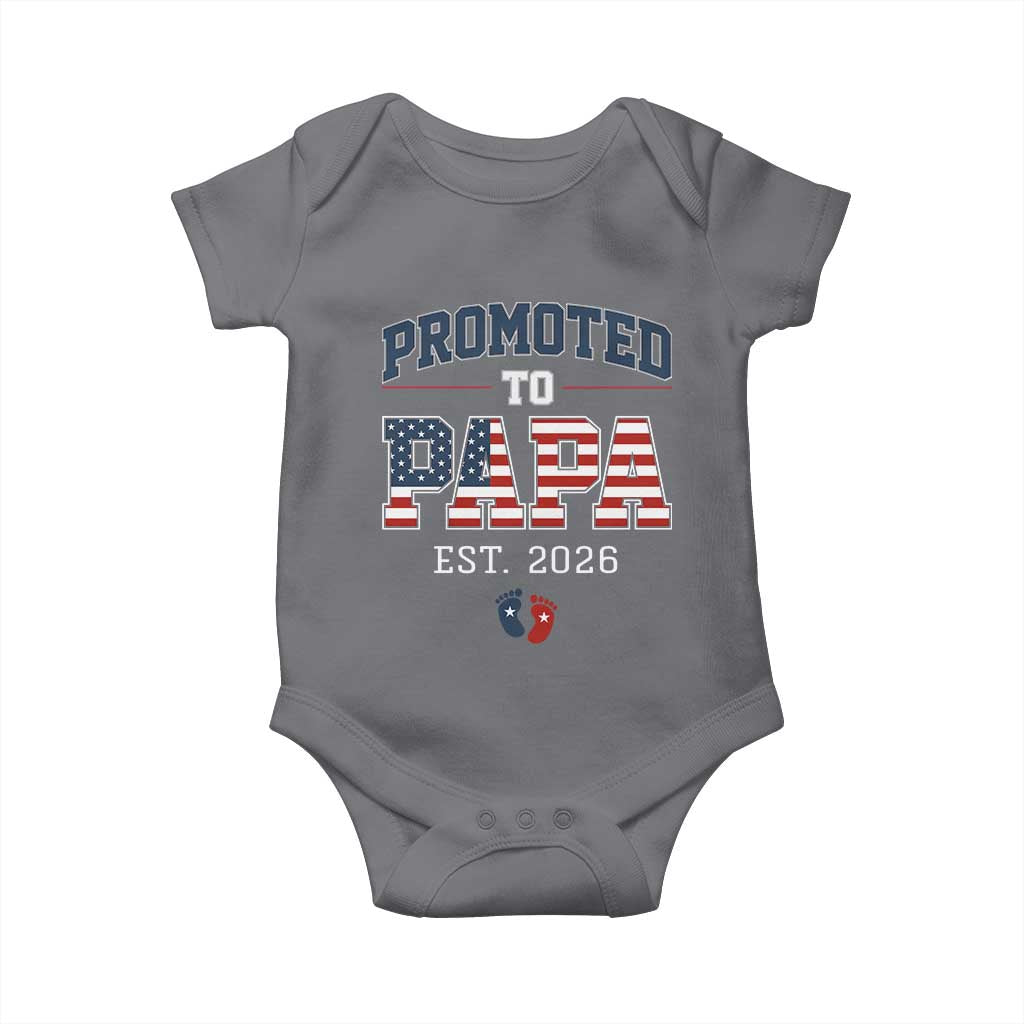 Patriotic Promoted To Dad Est 2026 Baby Onesie US Flag New Father Gift