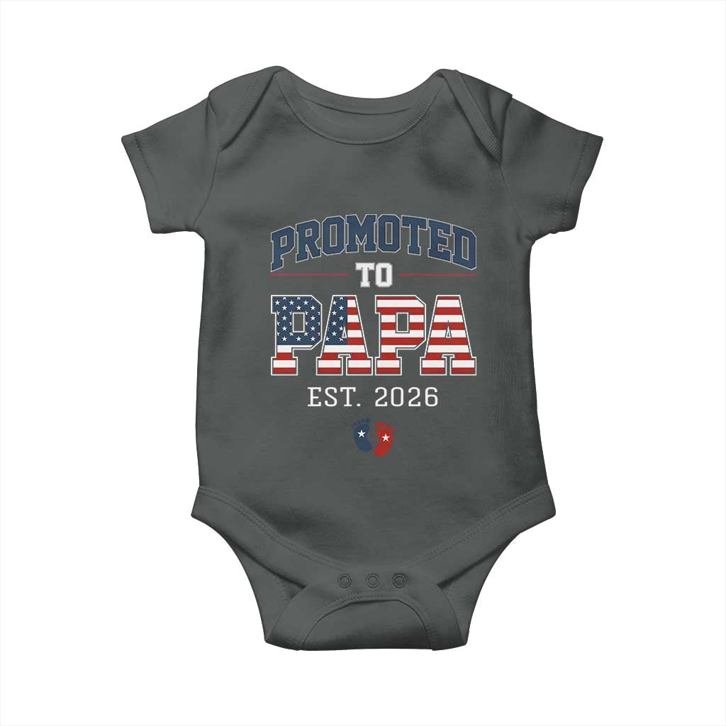 Patriotic Promoted To Dad Est 2026 Baby Onesie US Flag New Father Gift
