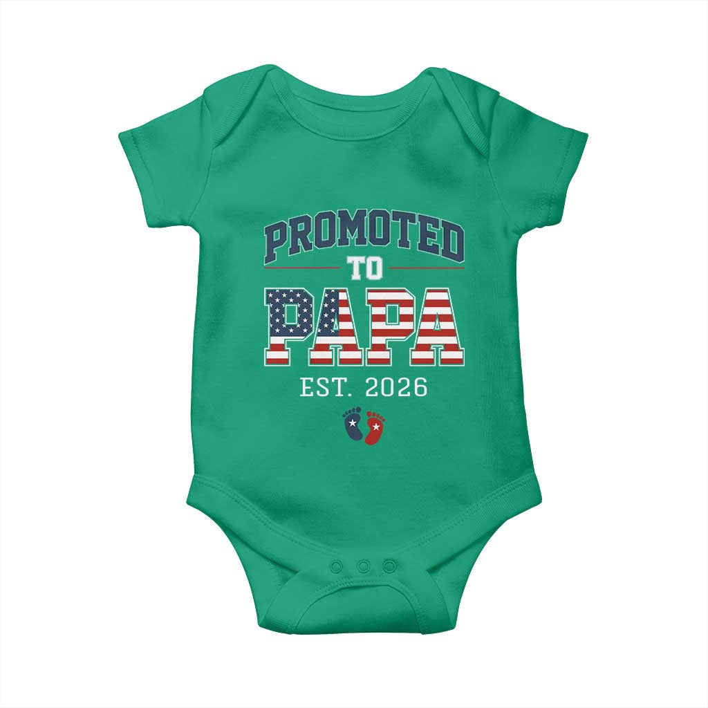 Patriotic Promoted To Dad Est 2026 Baby Onesie US Flag New Father Gift