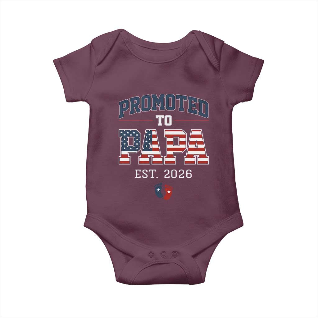 Patriotic Promoted To Dad Est 2026 Baby Onesie US Flag New Father Gift