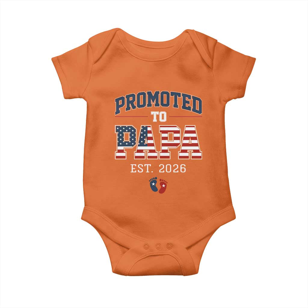 Patriotic Promoted To Dad Est 2026 Baby Onesie US Flag New Father Gift
