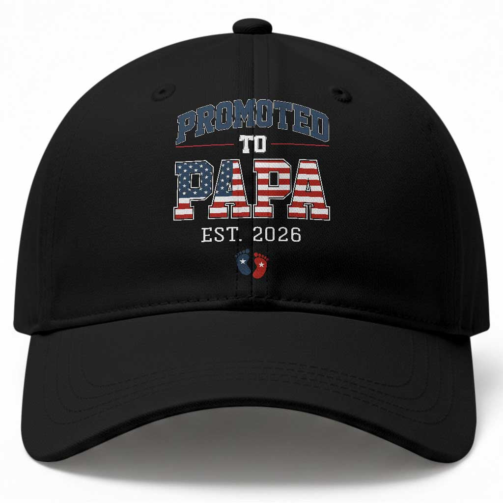 Patriotic Promoted To Dad Est 2026 Baseball Cap US Flag New Father Gift
