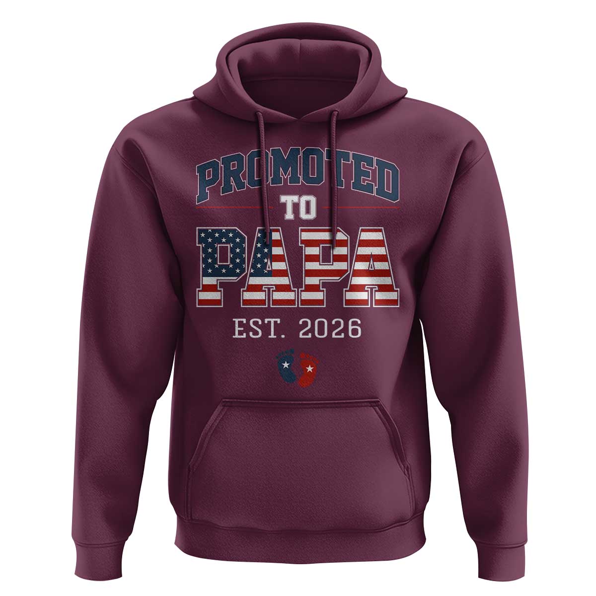 Patriotic Promoted To Dad Est 2026 Hoodie US Flag New Father Gift