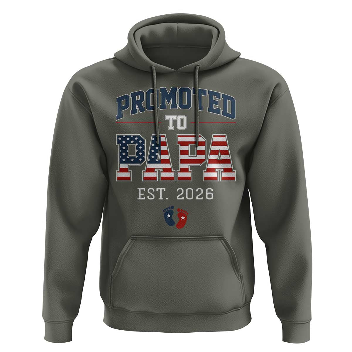 Patriotic Promoted To Dad Est 2026 Hoodie US Flag New Father Gift