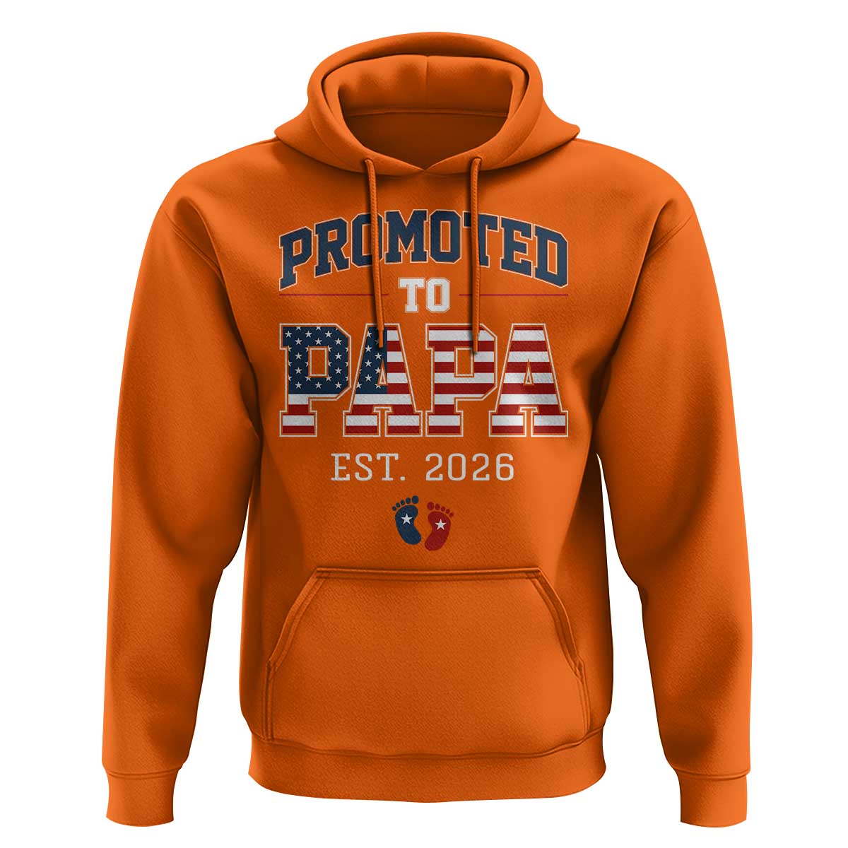 Patriotic Promoted To Dad Est 2026 Hoodie US Flag New Father Gift